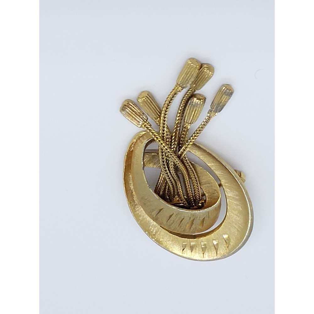 Metal Accessory Jewelry Gold Tone‎ Grooved Oval Twisted Brooch Pin 1.5" Long